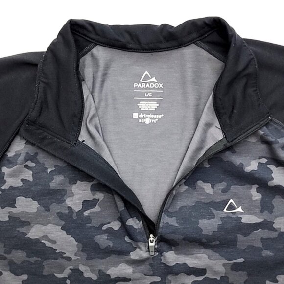 Paradox Men's Merino Wool Dri-Release Black Grey Camo Pullover Top Size Large - Picture 5 of 13
